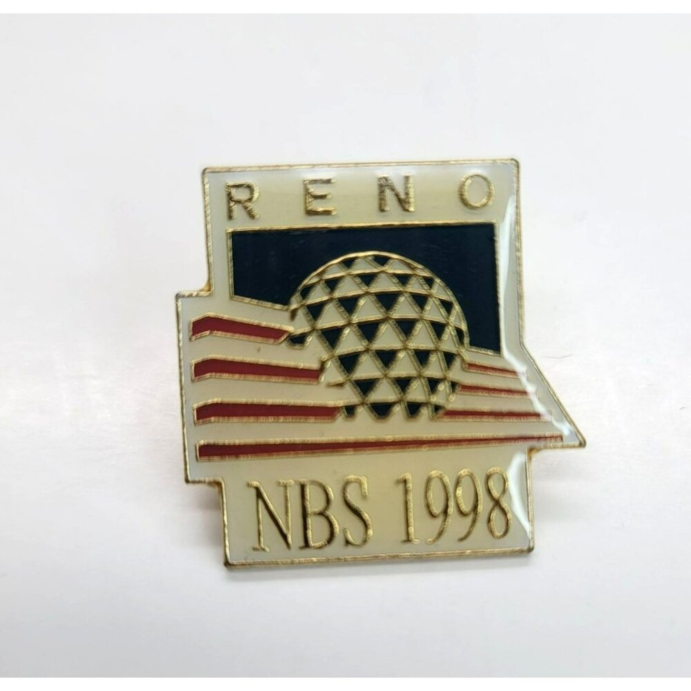 1998 Reno Flag Lapel Hat Pin National Bowling Stadium Red White Blue LI40